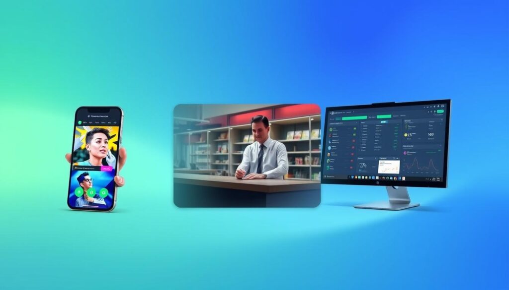 A split-screen image showcasing the comparison of betting speed limits features across mobile apps, retail counters, and desktop platforms. In the foreground, display three distinct areas: on the left, a sleek, modern mobile app interface on a smartphone with vibrant graphics; in the center, a traditional retail betting counter with a professional attendant assisting a customer, all in a well-lit environment; and on the right, a desktop setup with a computer screen displaying live betting options, highlighted by clear analytical charts. The background is a subtle gradient blending blue and green hues that conveys energy and excitement, with soft shadows to enhance depth. The overall mood should be lively and informative, emphasizing the evolution of betting technology while maintaining a professional aesthetic. A split-screen image showcasing the comparison of betting speed limits features across mobile apps, retail counters, and desktop platforms. In the foreground, display three distinct areas: on the left, a sleek, modern mobile app interface on a smartphone with vibrant graphics; in the center, a traditional retail betting counter with a professional attendant assisting a customer, all in a well-lit environment; and on the right, a desktop setup with a computer screen displaying live betting options, highlighted by clear analytical charts. The background is a subtle gradient blending blue and green hues that conveys energy and excitement, with soft shadows to enhance depth. The overall mood should be lively and informative, emphasizing the evolution of betting technology while maintaining a professional aesthetic.