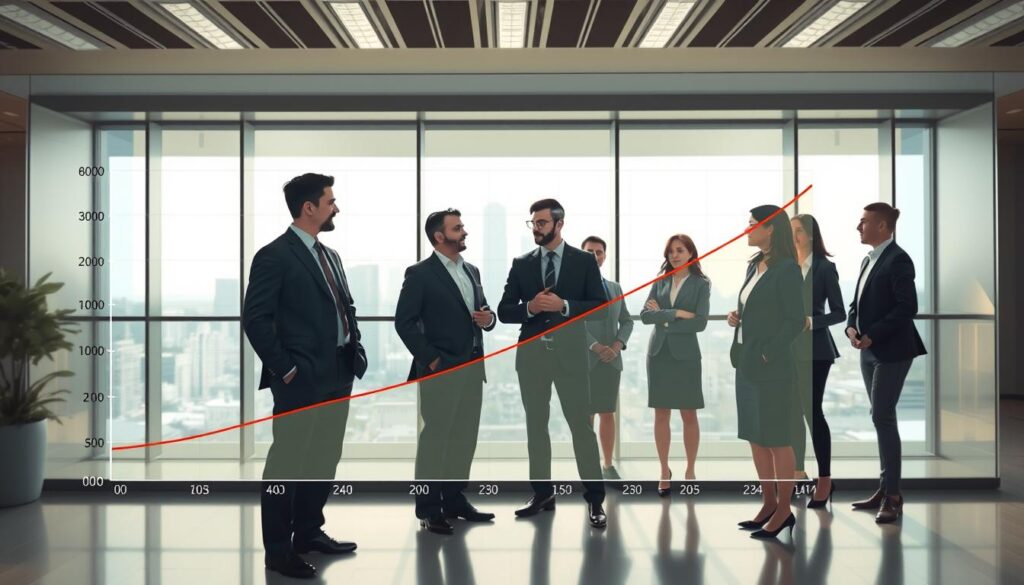 A dynamic and engaging illustration depicting the concept of "Kelly caps uncertainty buffer" in a professional context. The foreground features a sleek, transparent graph representing fractional Kelly sizing, with confidence bands visibly fluctuating around a central trend line, showcasing uncertainty buffers in various colors. In the middle ground, a diverse group of professionals—businessmen and women—are intently discussing the graph, dressed in smart business attire, reflecting a collaborative atmosphere. The background features a modern office setting with large windows and city views, illuminated by soft, natural light, creating an inspiring yet focused mood. The camera angle is slightly tilted to emphasize the depth of the scene, conveying the intricacies of uncertainty quantification through visual storytelling. A dynamic and engaging illustration depicting the concept of "Kelly caps uncertainty buffer" in a professional context. The foreground features a sleek, transparent graph representing fractional Kelly sizing, with confidence bands visibly fluctuating around a central trend line, showcasing uncertainty buffers in various colors. In the middle ground, a diverse group of professionals—businessmen and women—are intently discussing the graph, dressed in smart business attire, reflecting a collaborative atmosphere. The background features a modern office setting with large windows and city views, illuminated by soft, natural light, creating an inspiring yet focused mood. The camera angle is slightly tilted to emphasize the depth of the scene, conveying the intricacies of uncertainty quantification through visual storytelling.