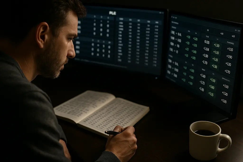 MLB betting markets shown through a baseball stadium scoreboard and betting notes