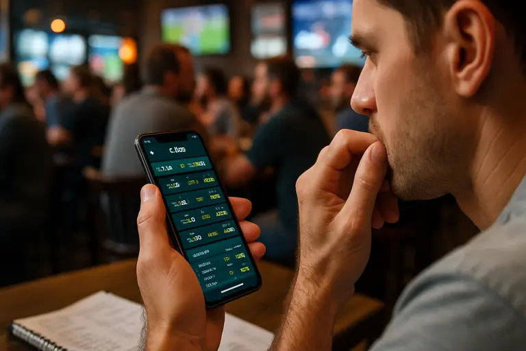 Person comparing baseball odds on two mobile screens at a desk
