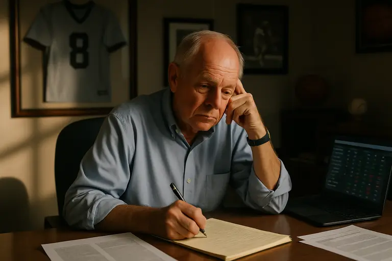 Regulatory documents beside a laptop showing sports market movement