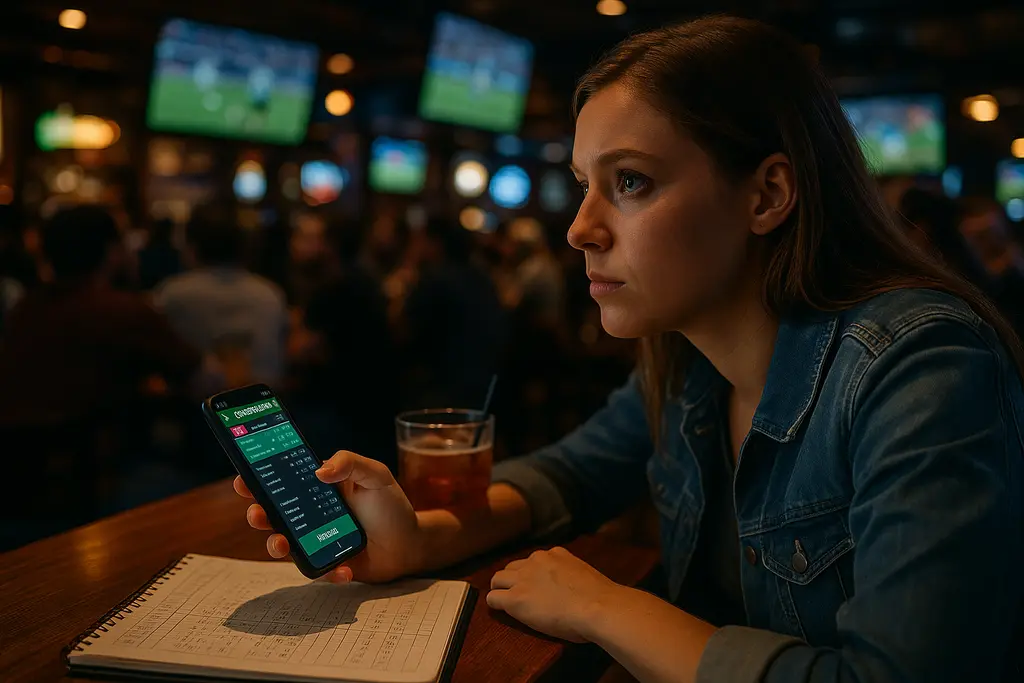Sports Betting Influencers on phone screens beside a household budget notebook