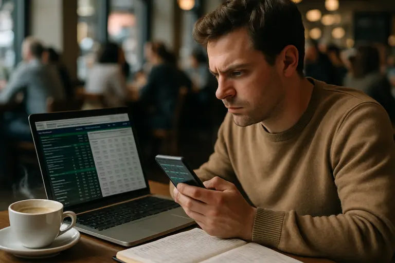 Person reviewing account rules and market terms before a game